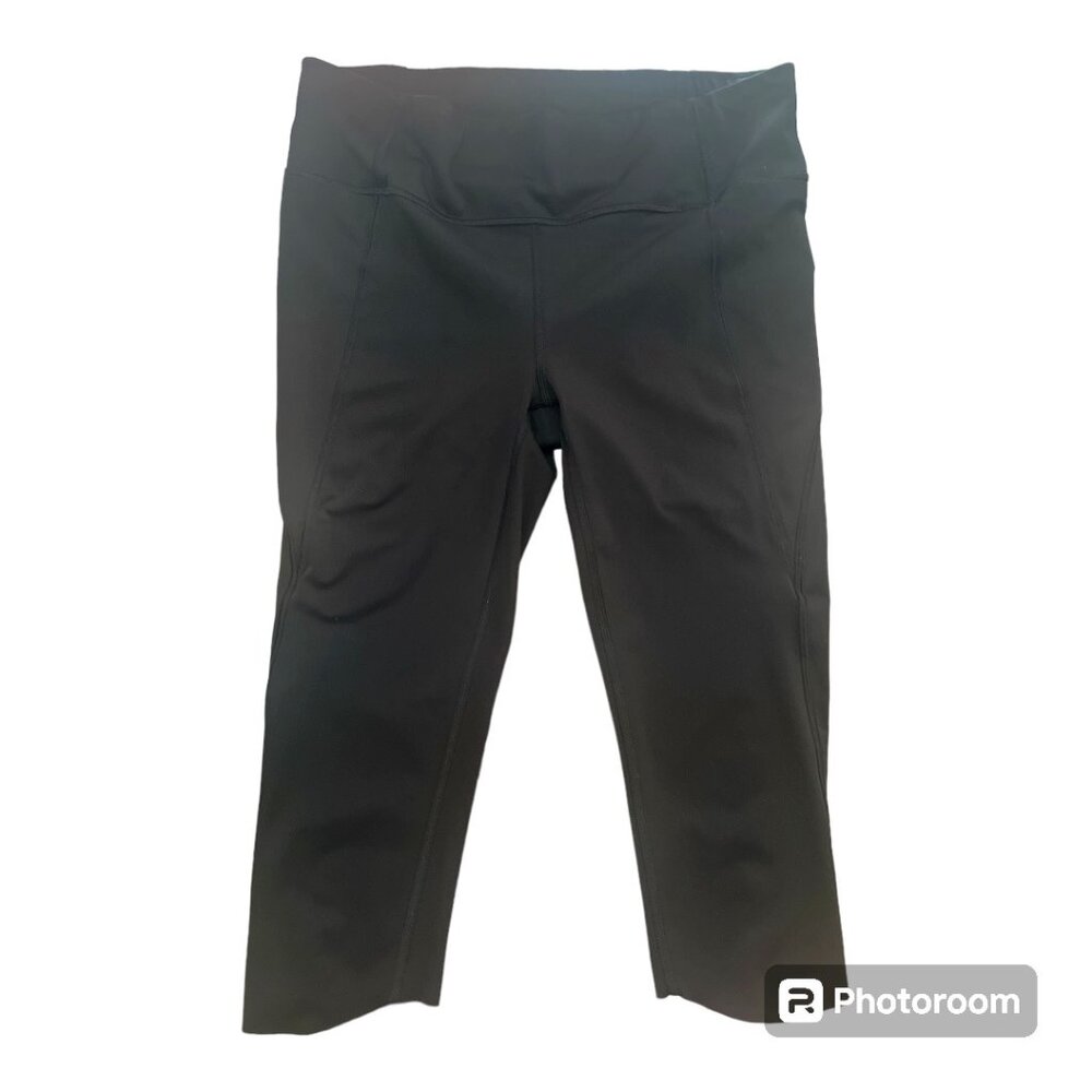 Women's Athleta Black Cropped Athletic Leggings 3 Pockets Size Small